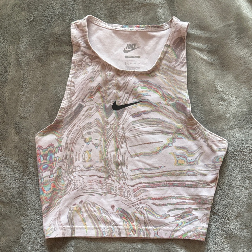 Nike Women's Swirl Print Tank Top - Pink and Gray